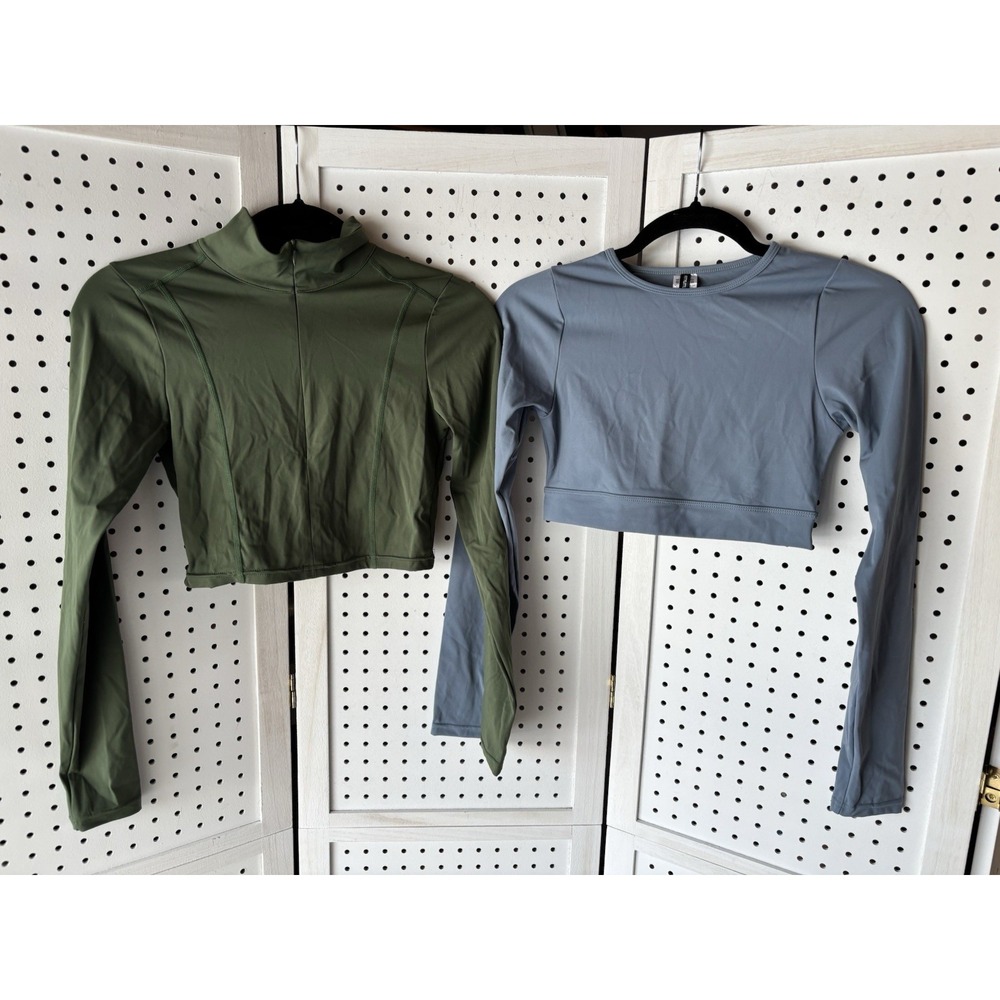 LOT/2 Pretty Little Thing Workout Long SLV Tops Pullover 1/2 Zip‎ Womens Small 4